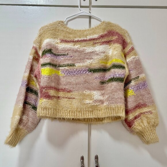 Anthropologie (Pilcro) sweater, tan and colorful, XXS - Picture 3 of 5